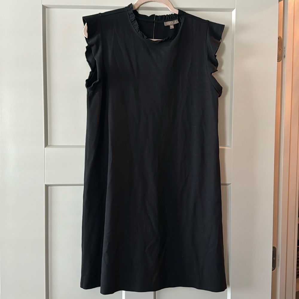 Lilla P Black Ruffle Sleeve Mock Neck Dress